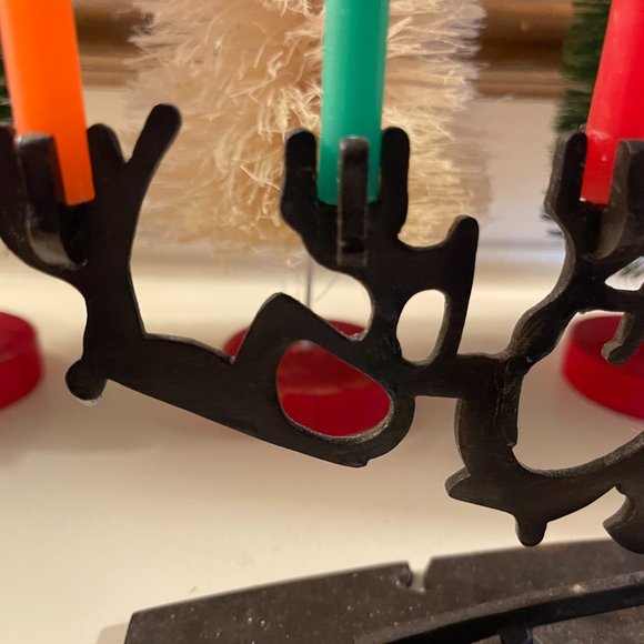 Spectacular Brutalist Industrial Style Iron Menorah Signed B W Geller - Picture 4 of 6